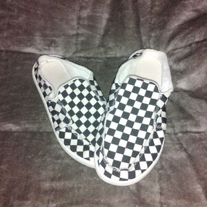 Black and White Checkered Slip-On Sneakers